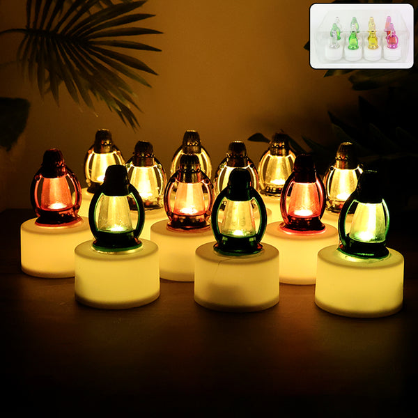 Decorative Candle Lamps with Multicolor Glow, Battery Operated Flameless Tealight for Festivals(12 Pc)