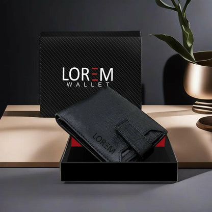 Lorem Black Removable Card Slot Bi-Fold Faux Leather 7 ATM Slots Wallet For Men - HalfPe