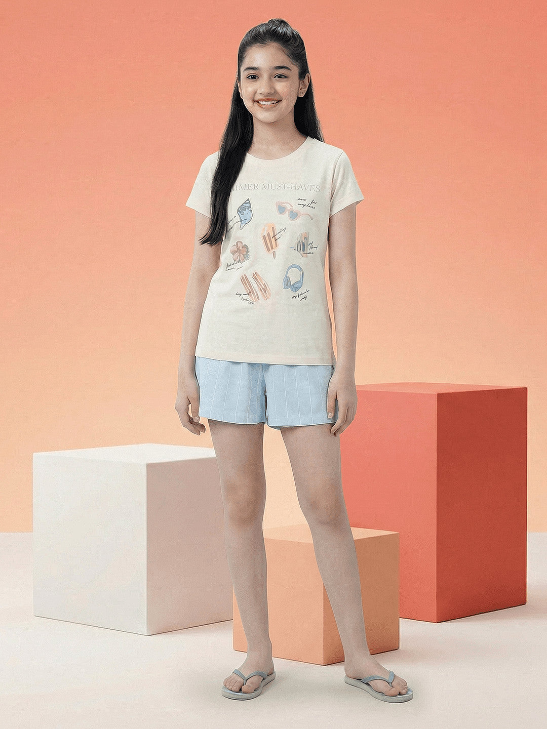 Lil Tomatoes Girls Cotton Night Suits - Cream