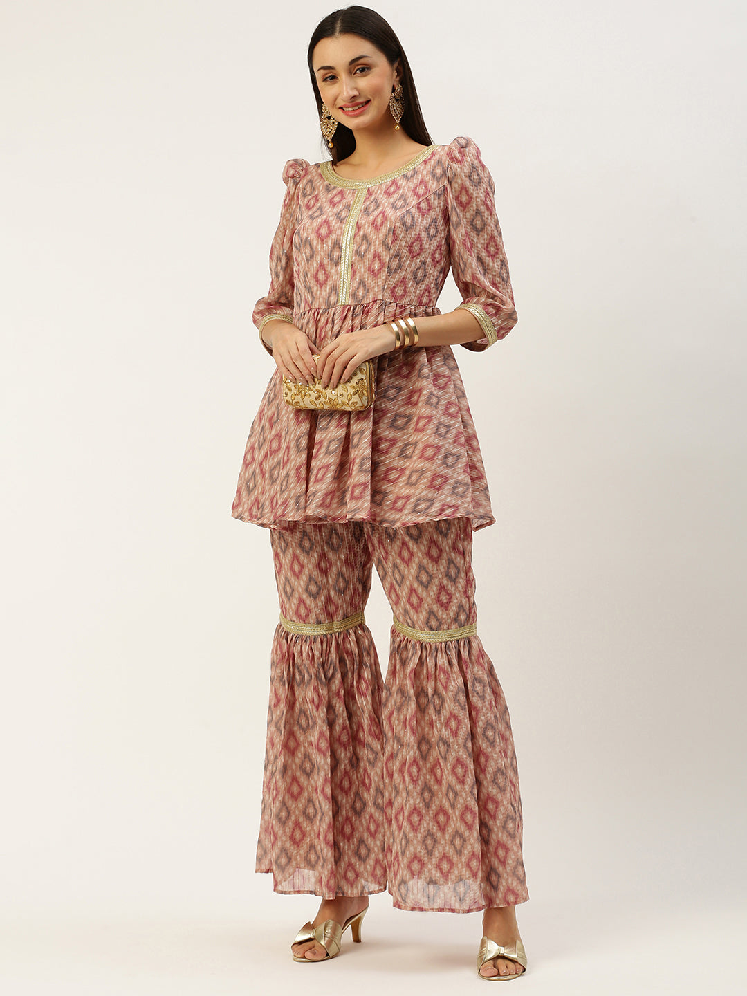 Bollywood Vogue Ready To Wear Multicolored Digital Printed Georgette Co Ords Set - Detail View