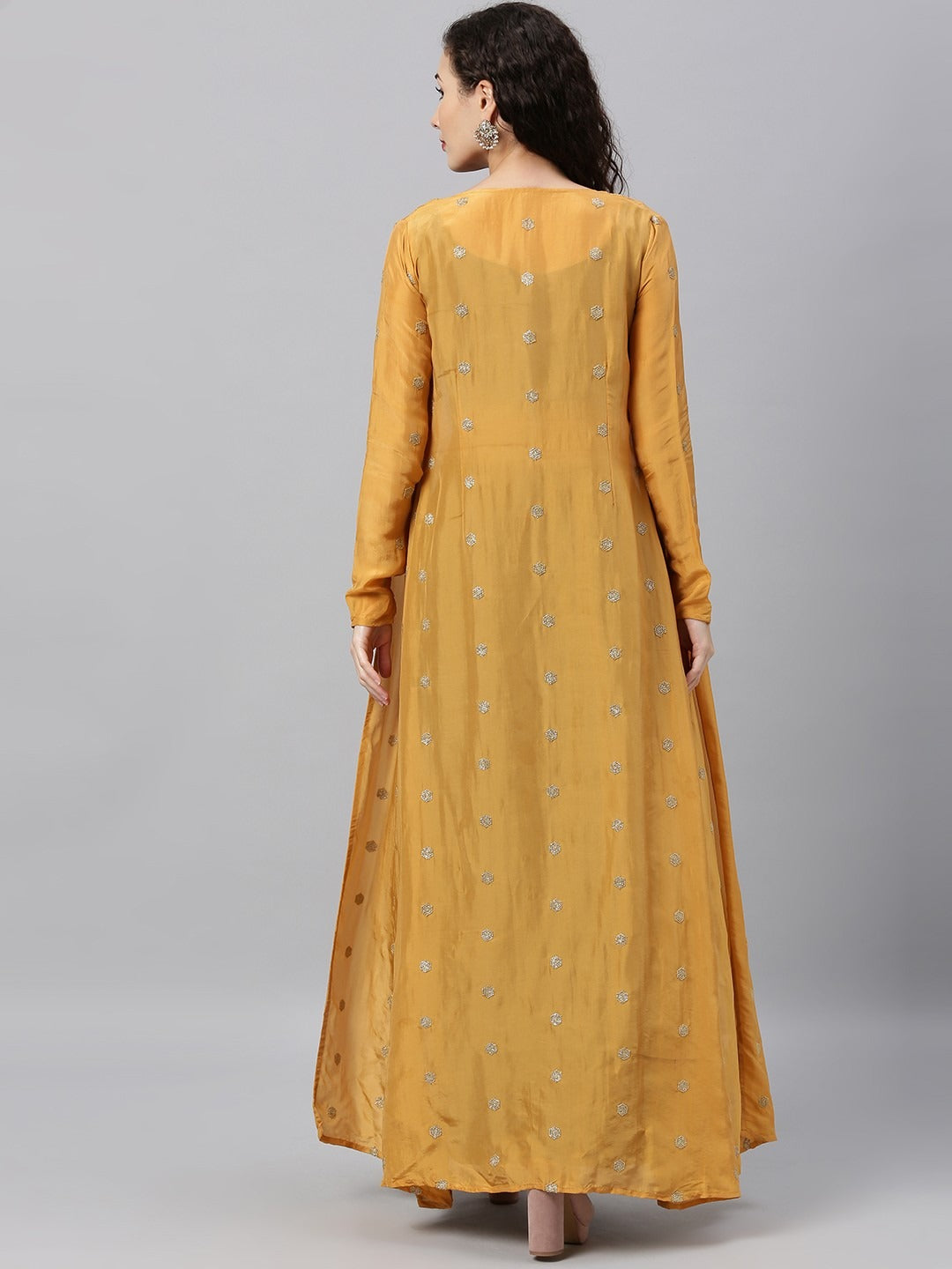 Bollywood Vogue Ready To Wear Embroidered Crop Top N Palazzo Bottom With Jacket - Back View