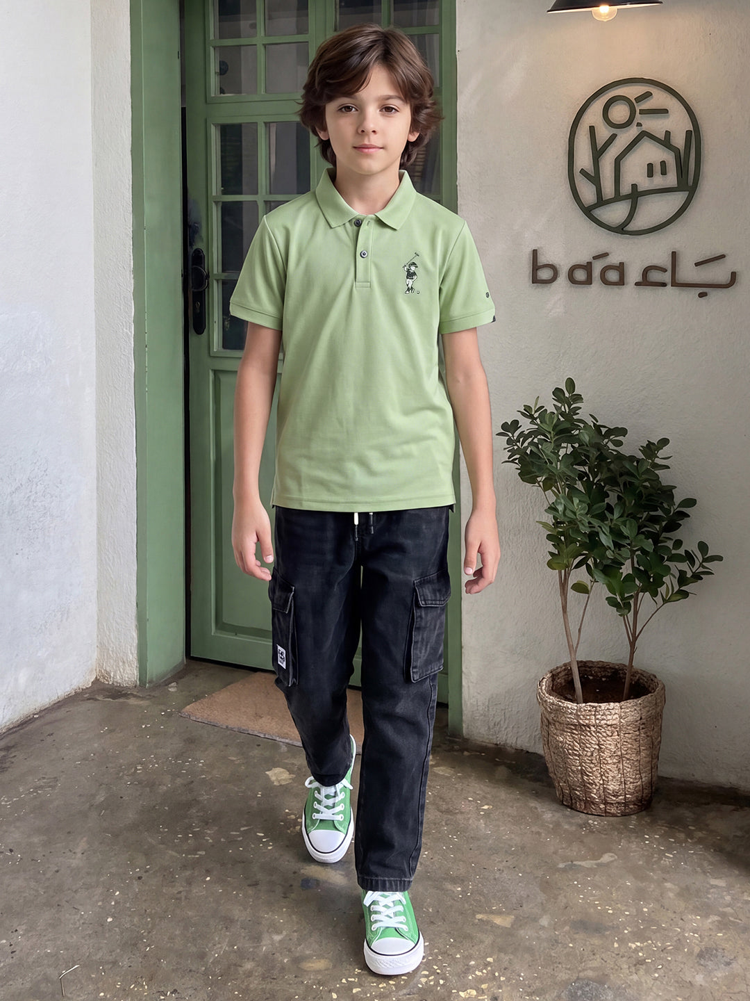 Lil Tomatoes Boys Sports Polo T-Shirt - Pista Green
