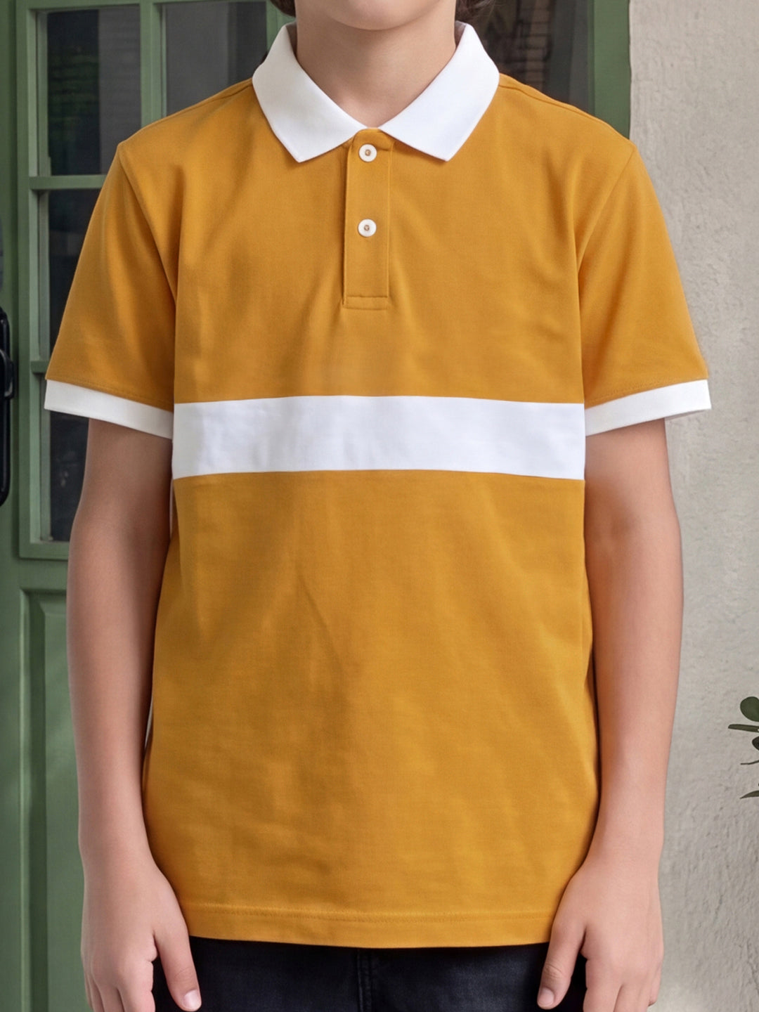 Lil Tomatoes Boys Cotton Pique Polo T-Shirt - Mustard