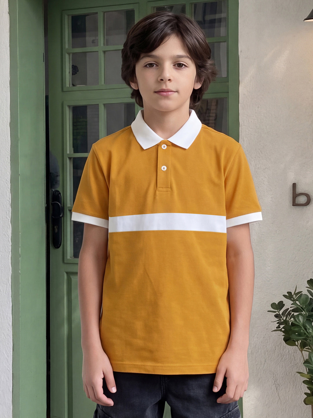 Lil Tomatoes Boys Cotton Pique Polo T-Shirt - Mustard