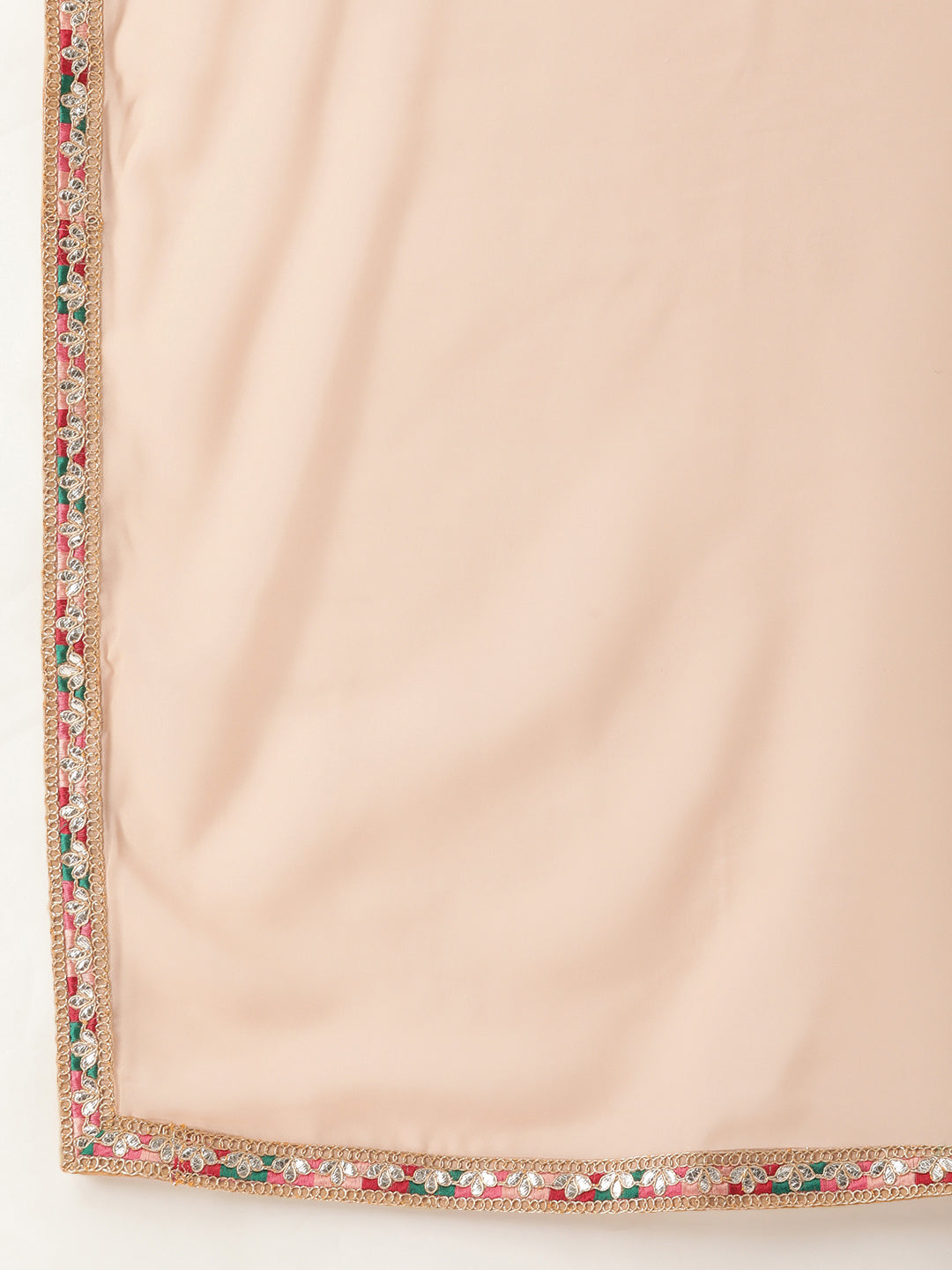 Bollywood Vogue Ready To Wear Beige N Teal Georgette Embroidered Lehenga Set - Back View