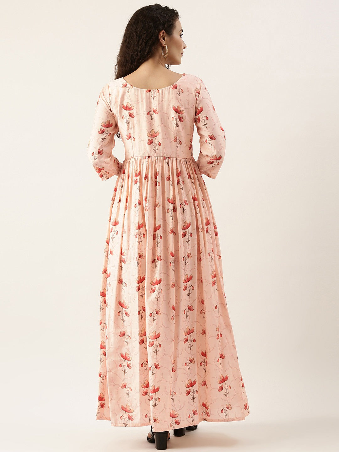 Bollywood Vogue Ready To Wear Off White Chanderi Modal Silk Dress - Back View
