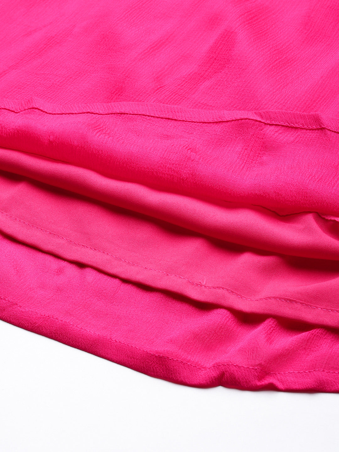 Bollywood Vogue Ready To Wear Cream N Pink Chinon Embroidered Top N Palazzo Set - Detail View