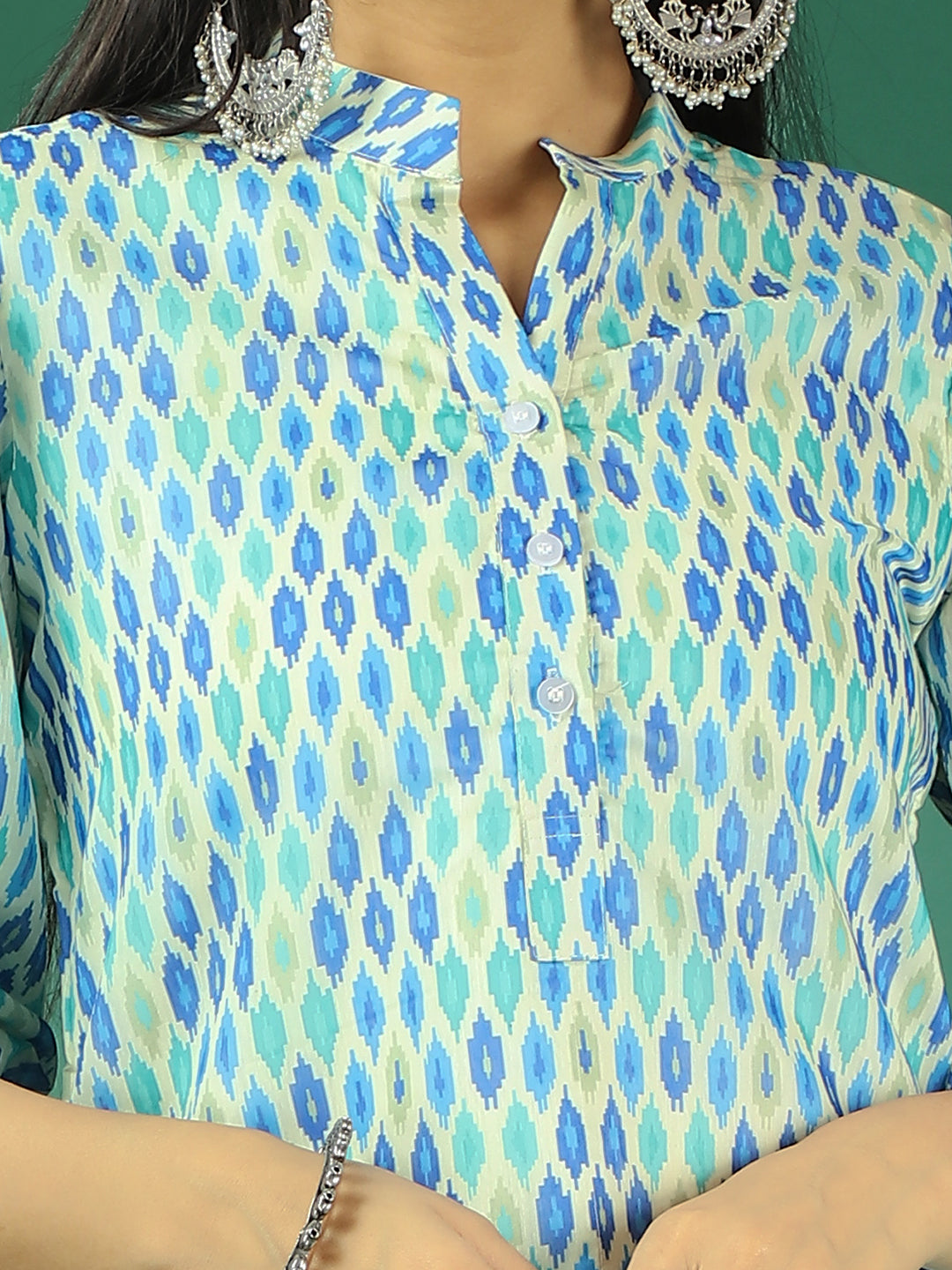 Bollywood Vogue Ready To Wear Multicolor Printed Cotton Kurta Straight Pant Set - Look Shot