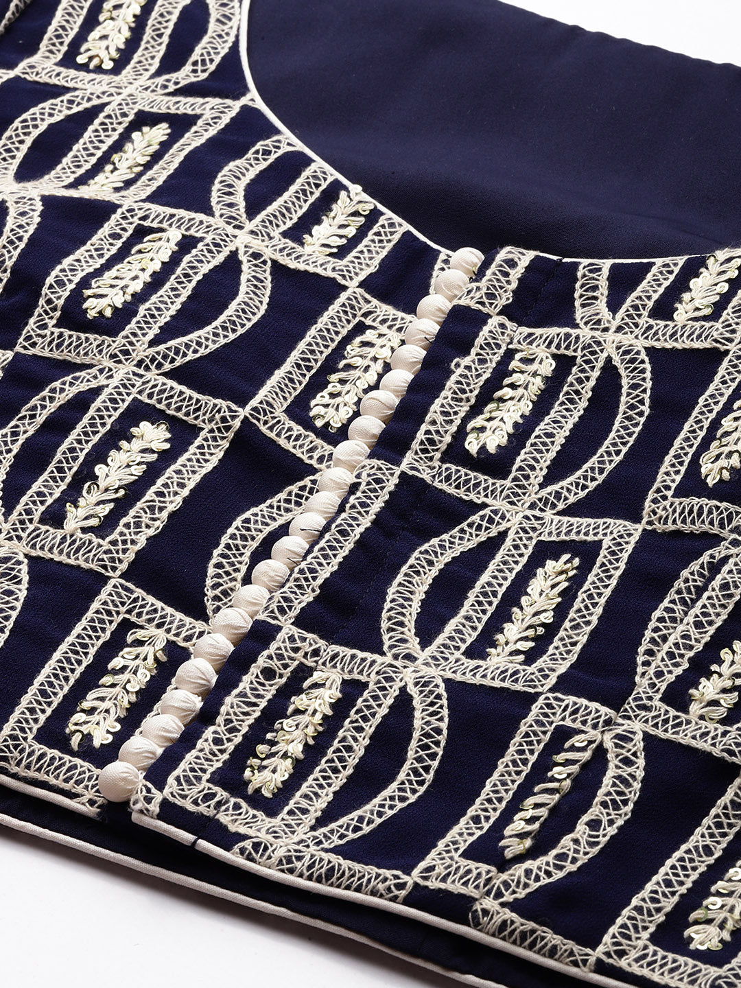 Bollywood Vogue Ready To Wear Blue Georgette Embroidered Boat Neck Lehenga - Additional View 1