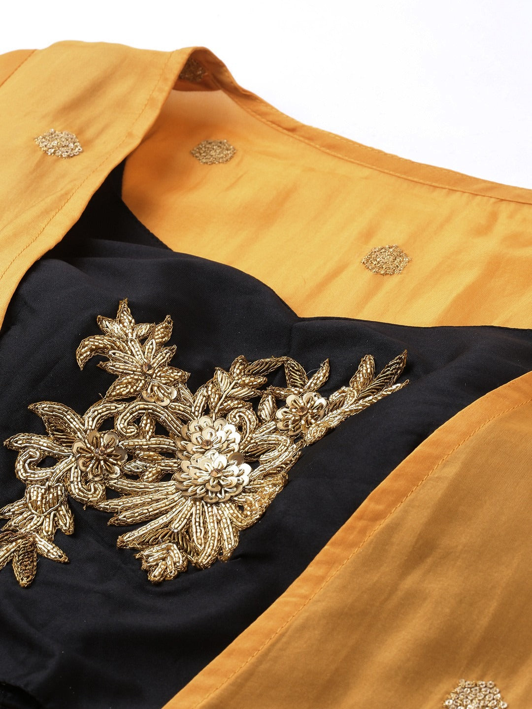 Bollywood Vogue Ready To Wear Embroidered Crop Top N Palazzo Bottom With Jacket - Detail View