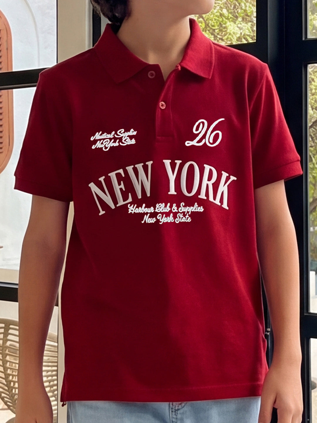 Lil Tomatoes Boys Cotton Pique Polo T-Shirt - Cranberry