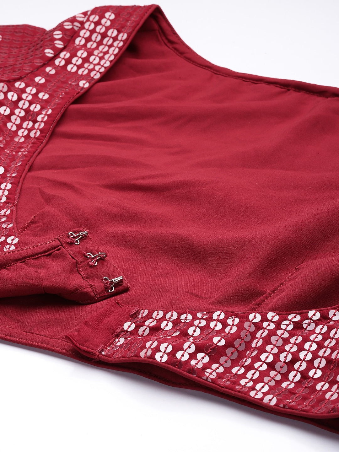 Bollywood Vogue Ready To Wear Maroon Embroidered Georgette Jacket Style Gown - Additional View 1