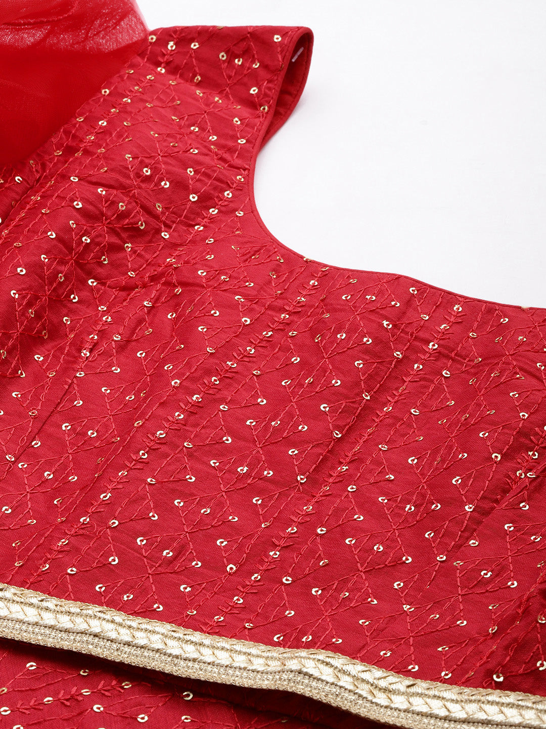 Bollywood Vogue Ready To Wear Dark Red Sequins Embroidered Gown - Additional View 1
