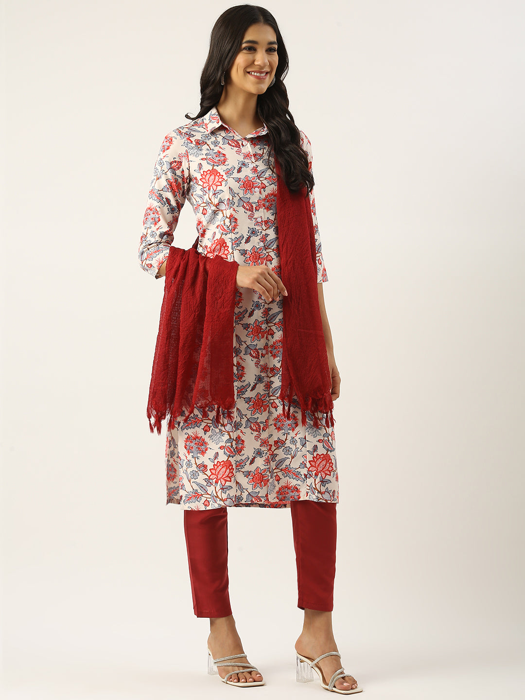 Bollywood Vogue Ready To Wear Multicolored Rayon Printed Straight Pant Suit - Side View