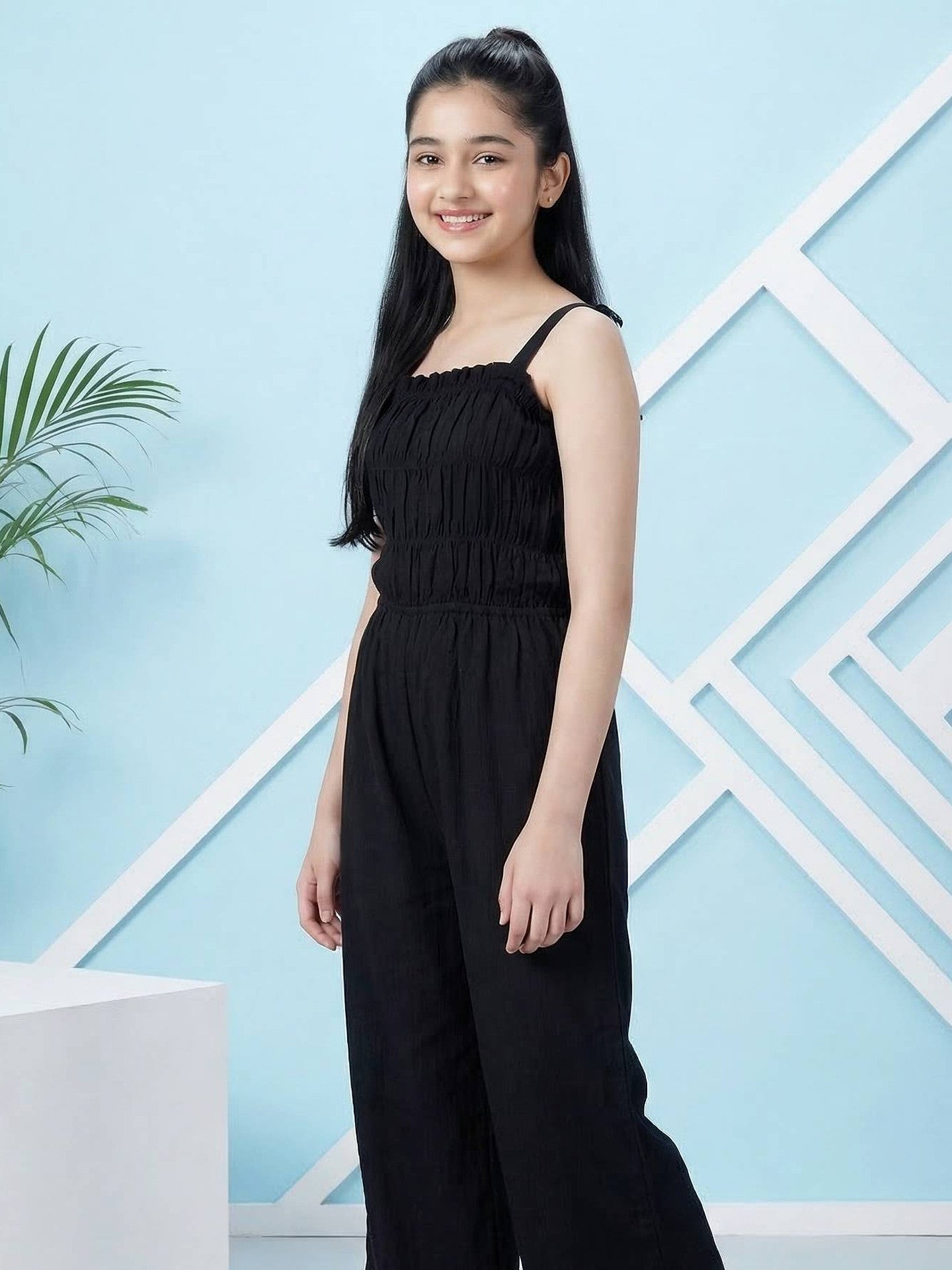 Lil Tomatoes Girls Cotton Jumpsuits - Black