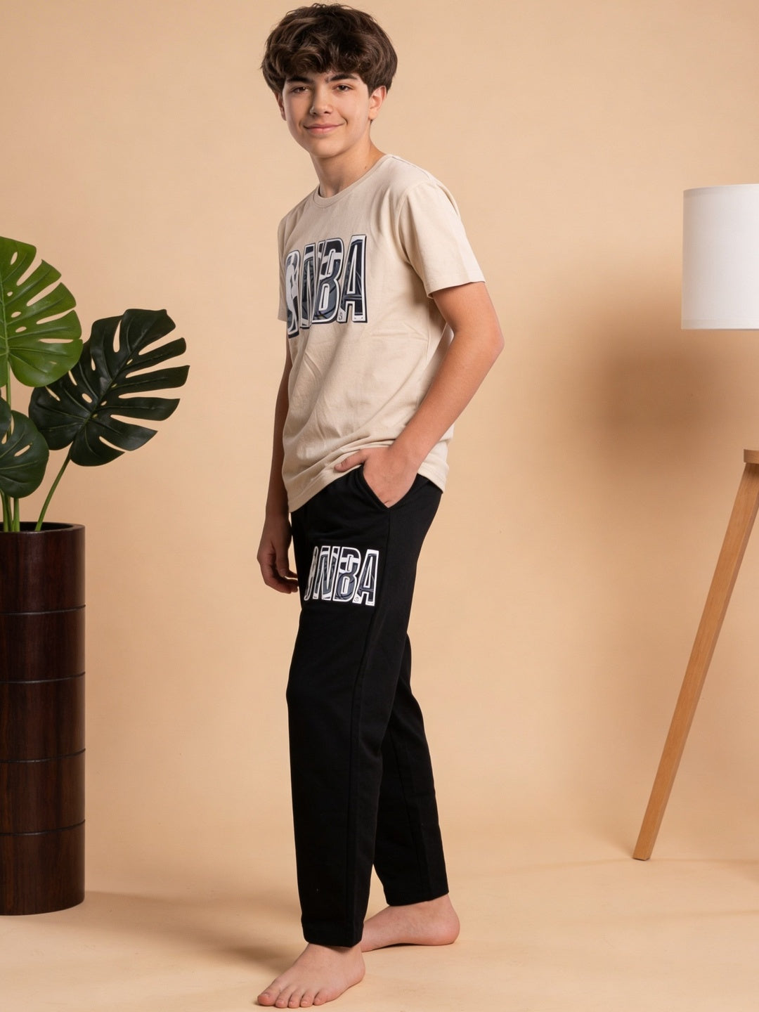 Lil Tomatoes Boys Cotton Night Suits - Cream