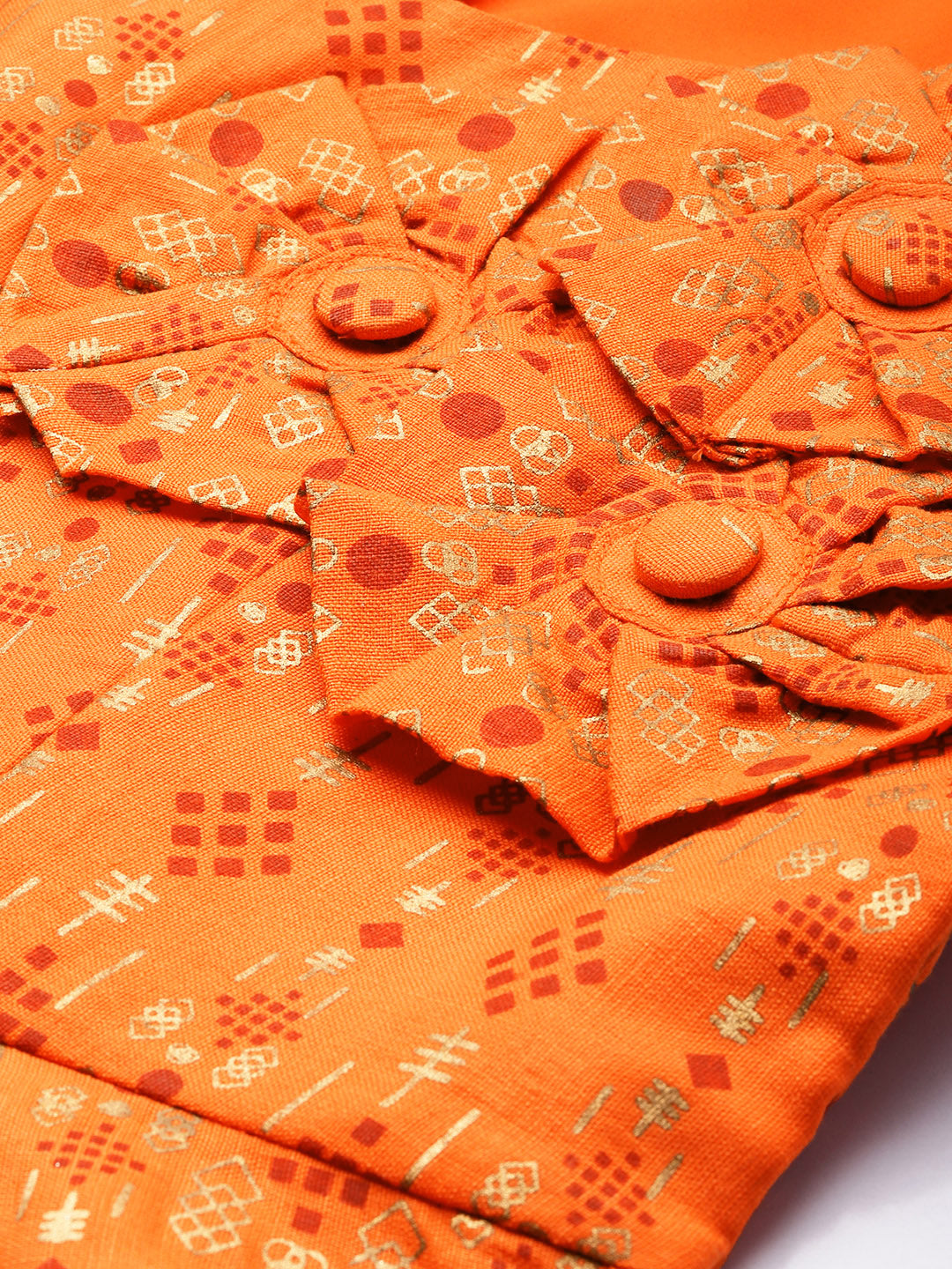 Bollywood Vogue Ready To Wear Orange Rayon Applique Design Gown - Additional View 1