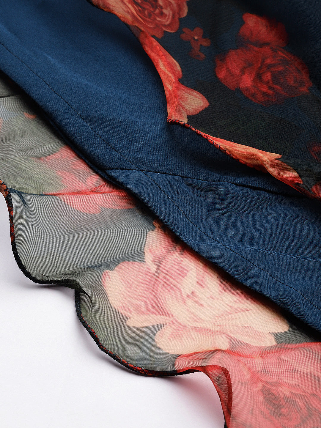 Bollywood Vogue Ready To Wear Blue Digital Printed Organza Gown - Look Shot