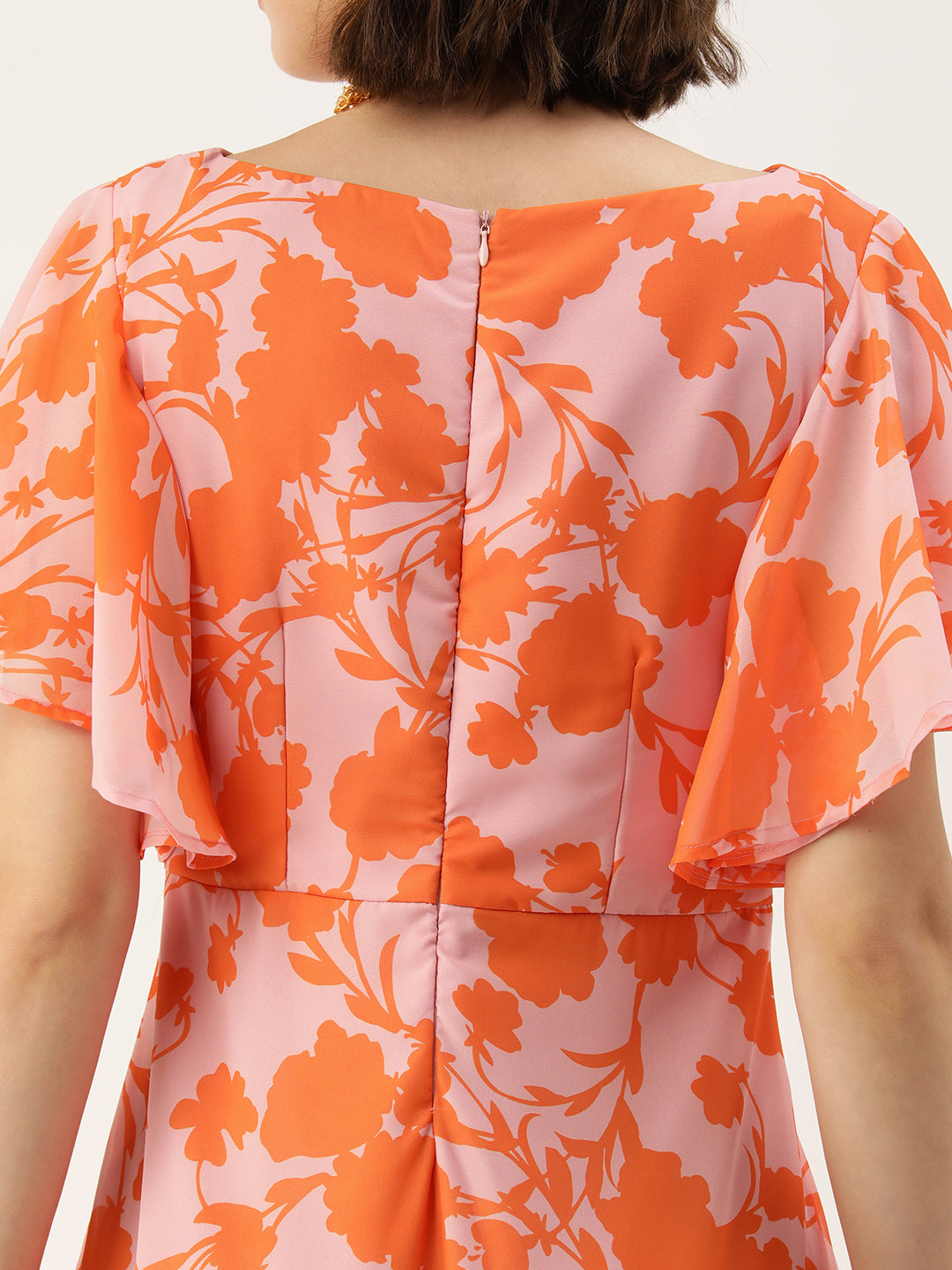 Bollywood Vogue Ready To Wear Pink N Orange Georgette Digital Printed Gown - Look Shot