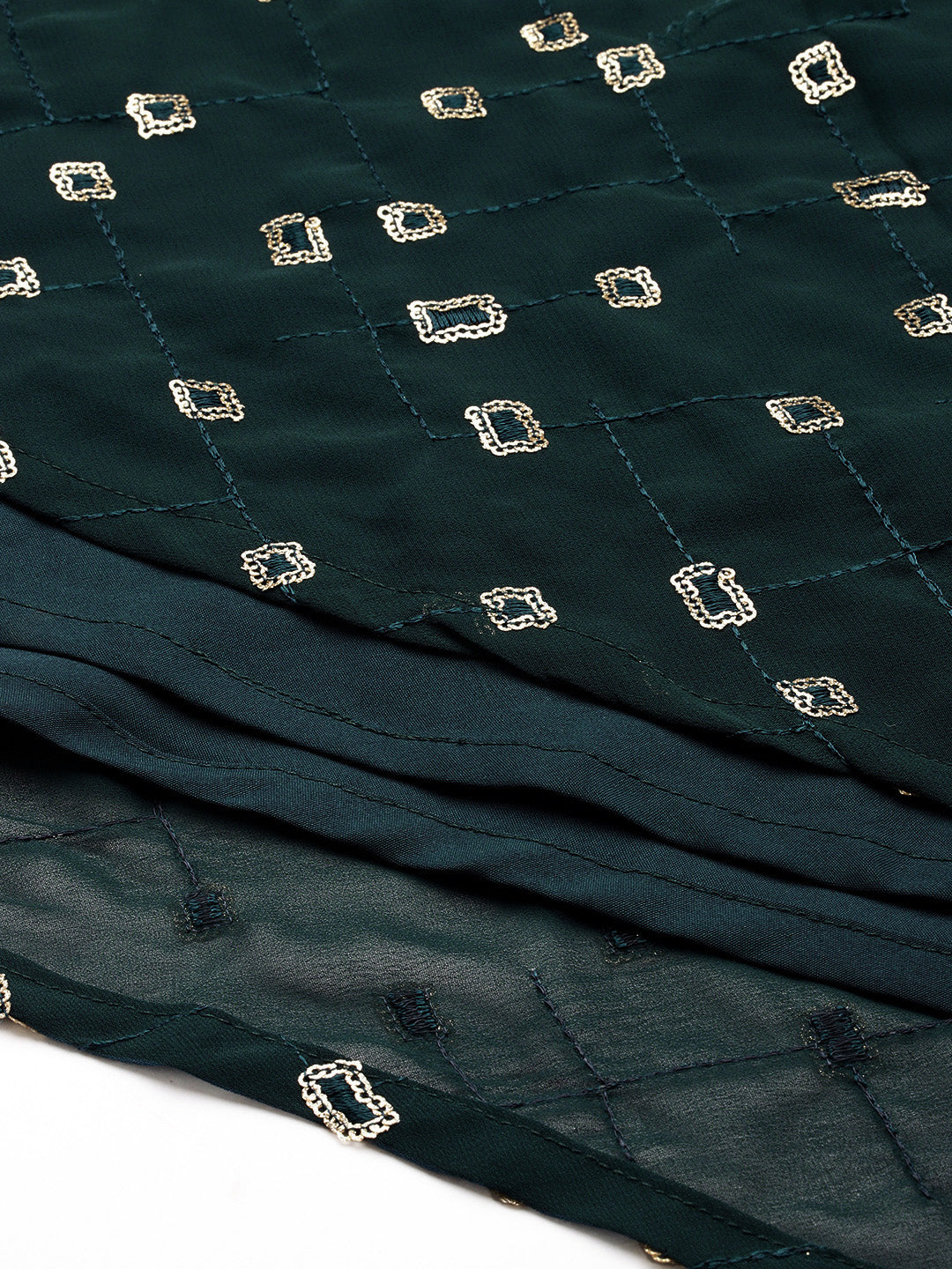 Bollywood Vogue Ready To Wear Teal Blue Georgette Embroidered Co ord Set - Back View