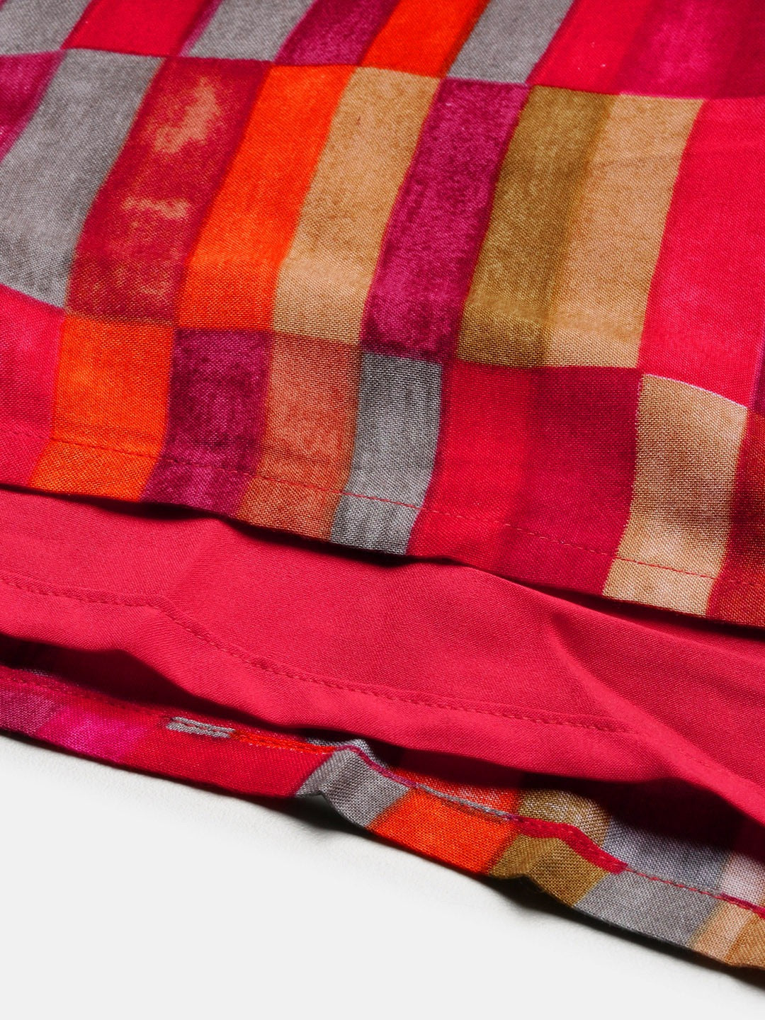 Bollywood Vogue Ready To Wear Multicolored Rayon High N Low Dress - Detail View