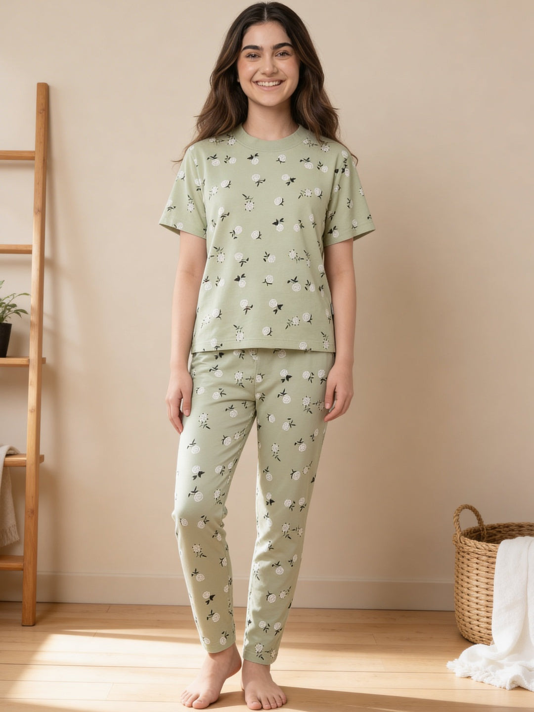 Lil Tomatoes Girls Cotton Night Suits - Oil Green