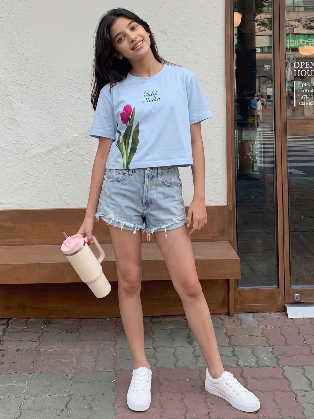 Lil Tomatoes Girls Cotton Crop Top - Powder Blue