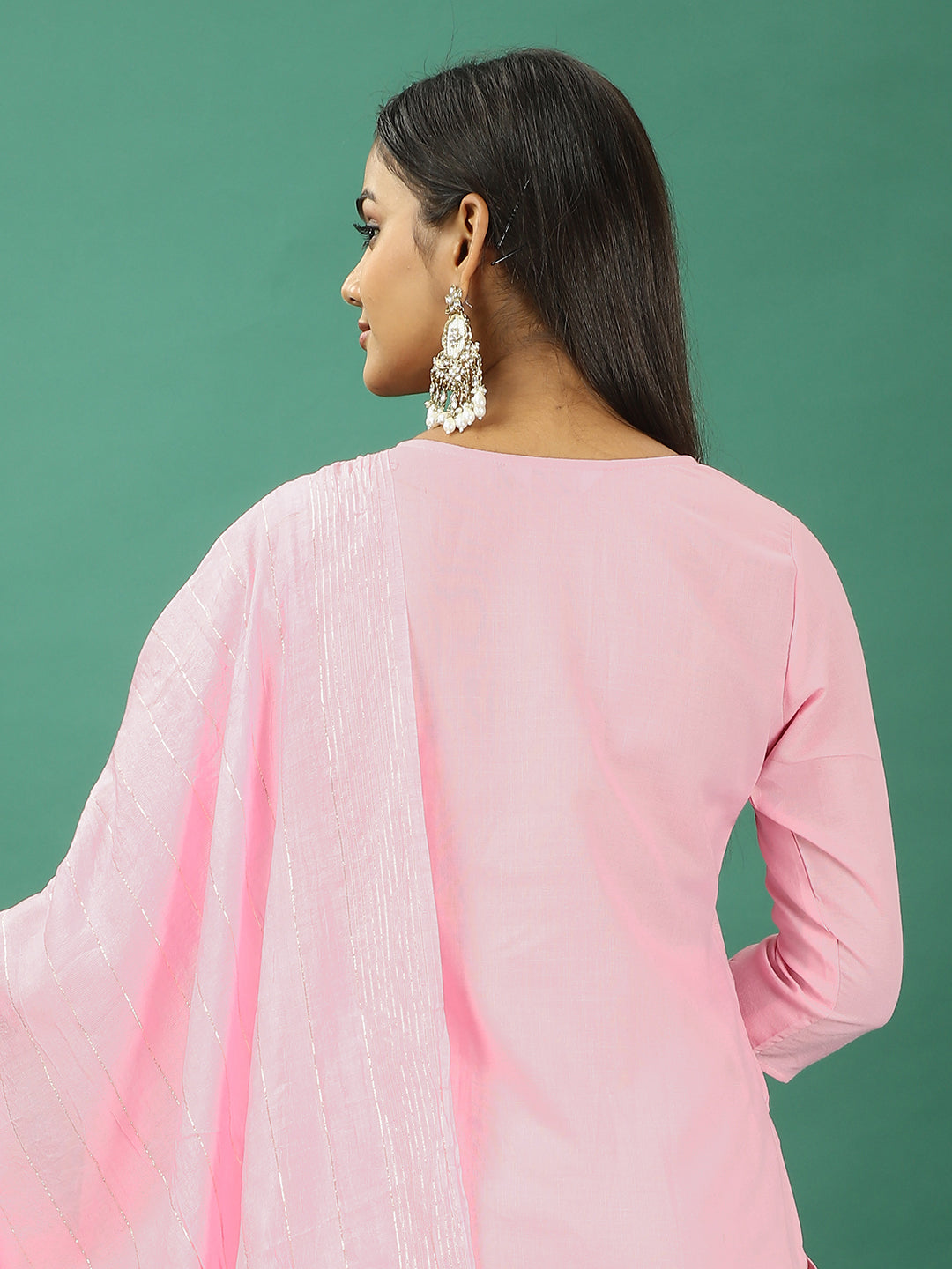 Bollywood Vogue Ready To Wear Pink Rayon Embroidered Straight Pant Suit - Look Shot
