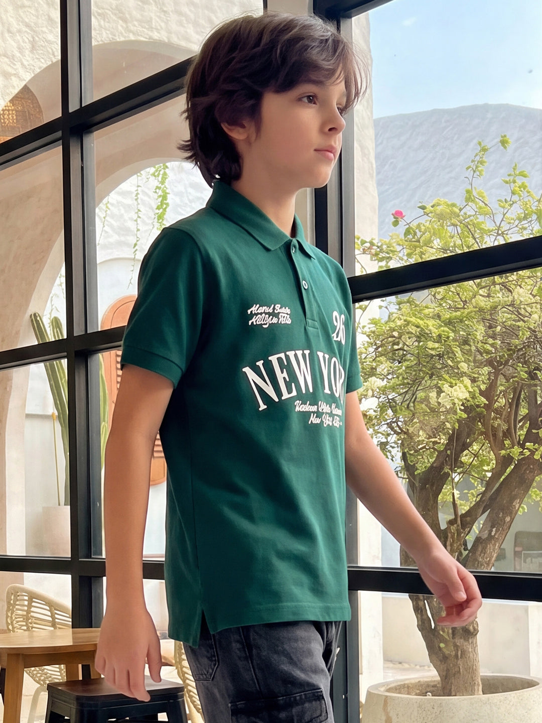 Lil Tomatoes Boys Cotton Pique Polo T-Shirt - Bottle Green