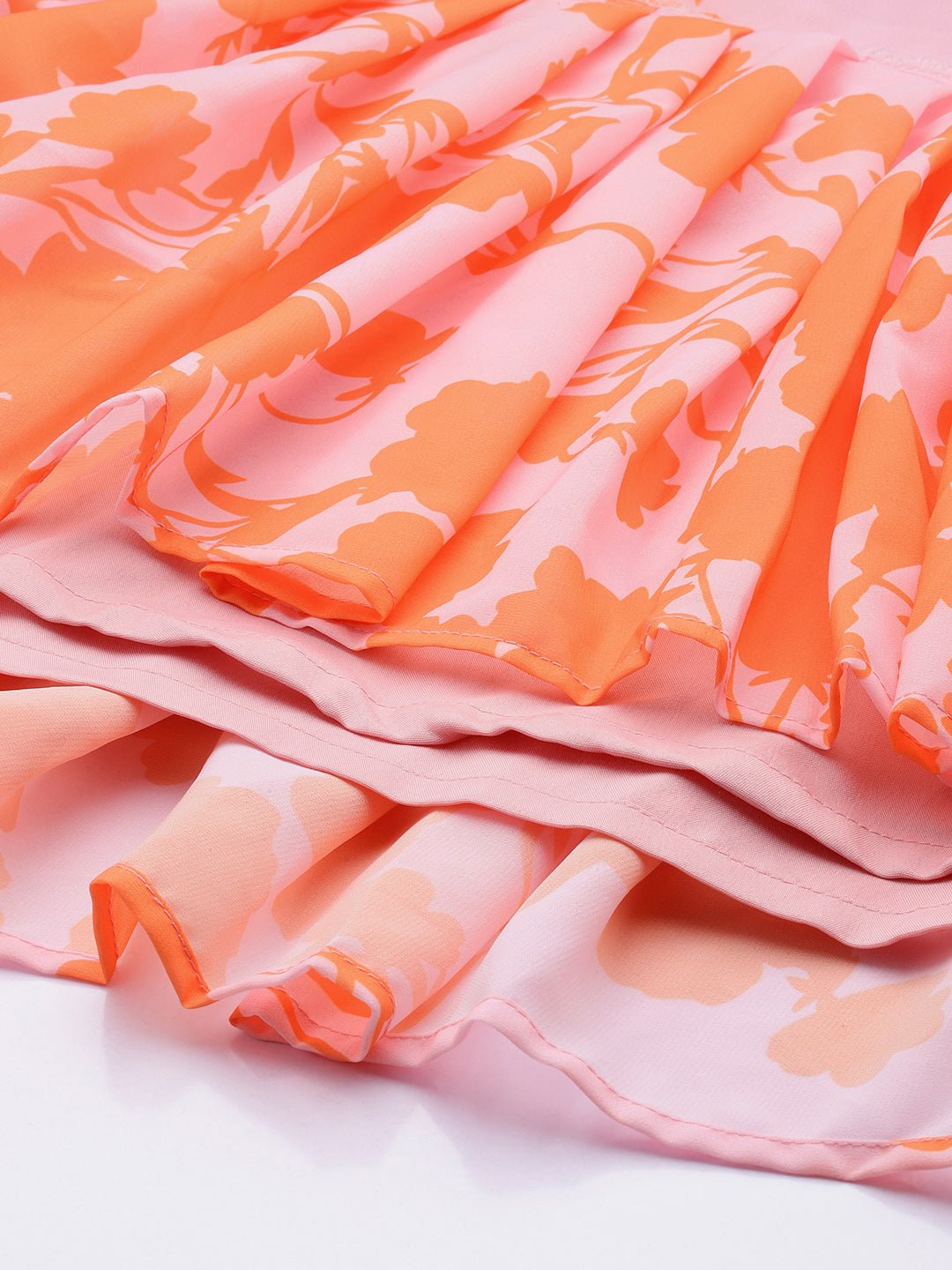 Bollywood Vogue Ready To Wear Pink N Orange Georgette Digital Printed Gown - Additional View 1