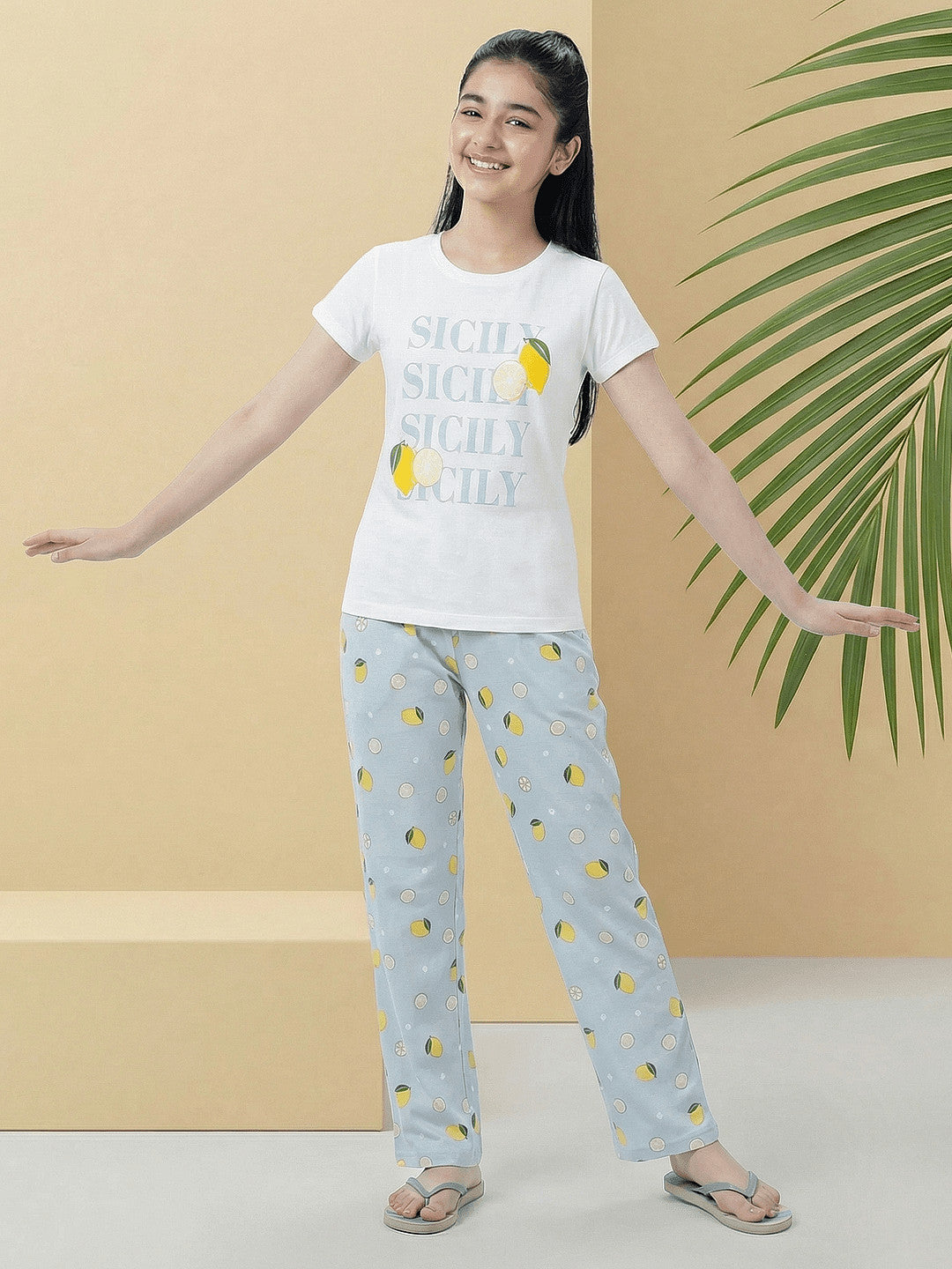 Lil Tomatoes Girls Cotton Night Suits - Powder Blue