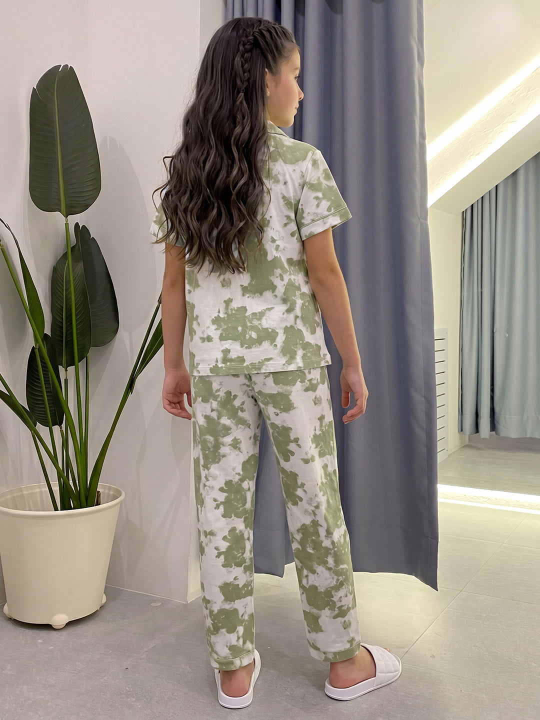 Lil Tomatoes Girls Cotton Night Suits - Oil Green