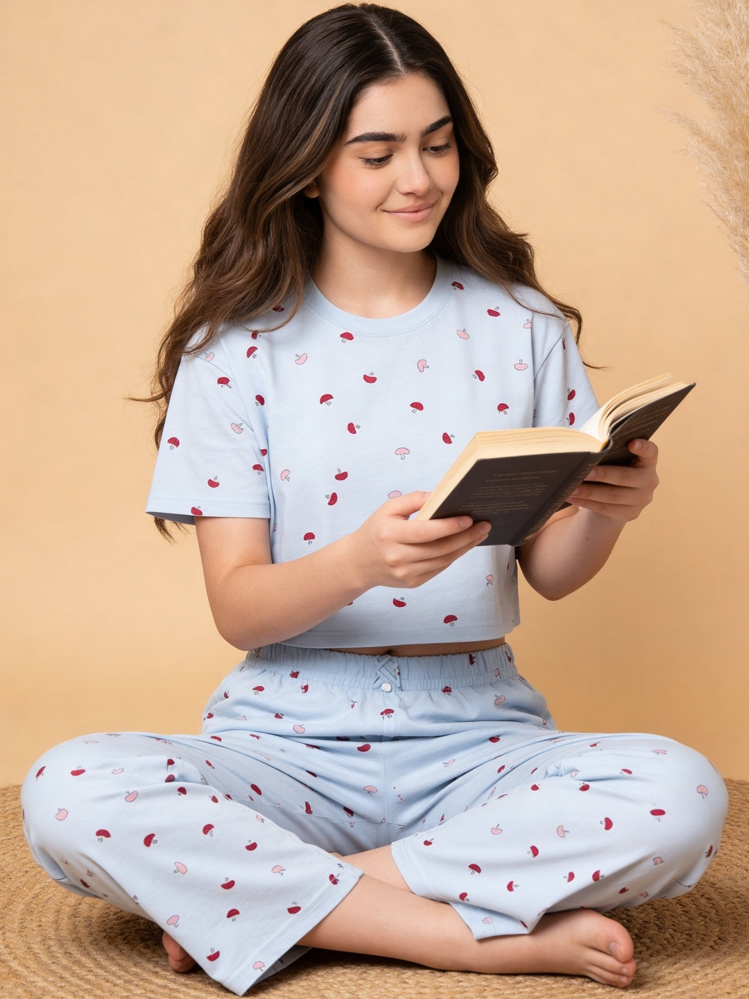 Lil Tomatoes Girls Cotton Night Suits - Powder Blue
