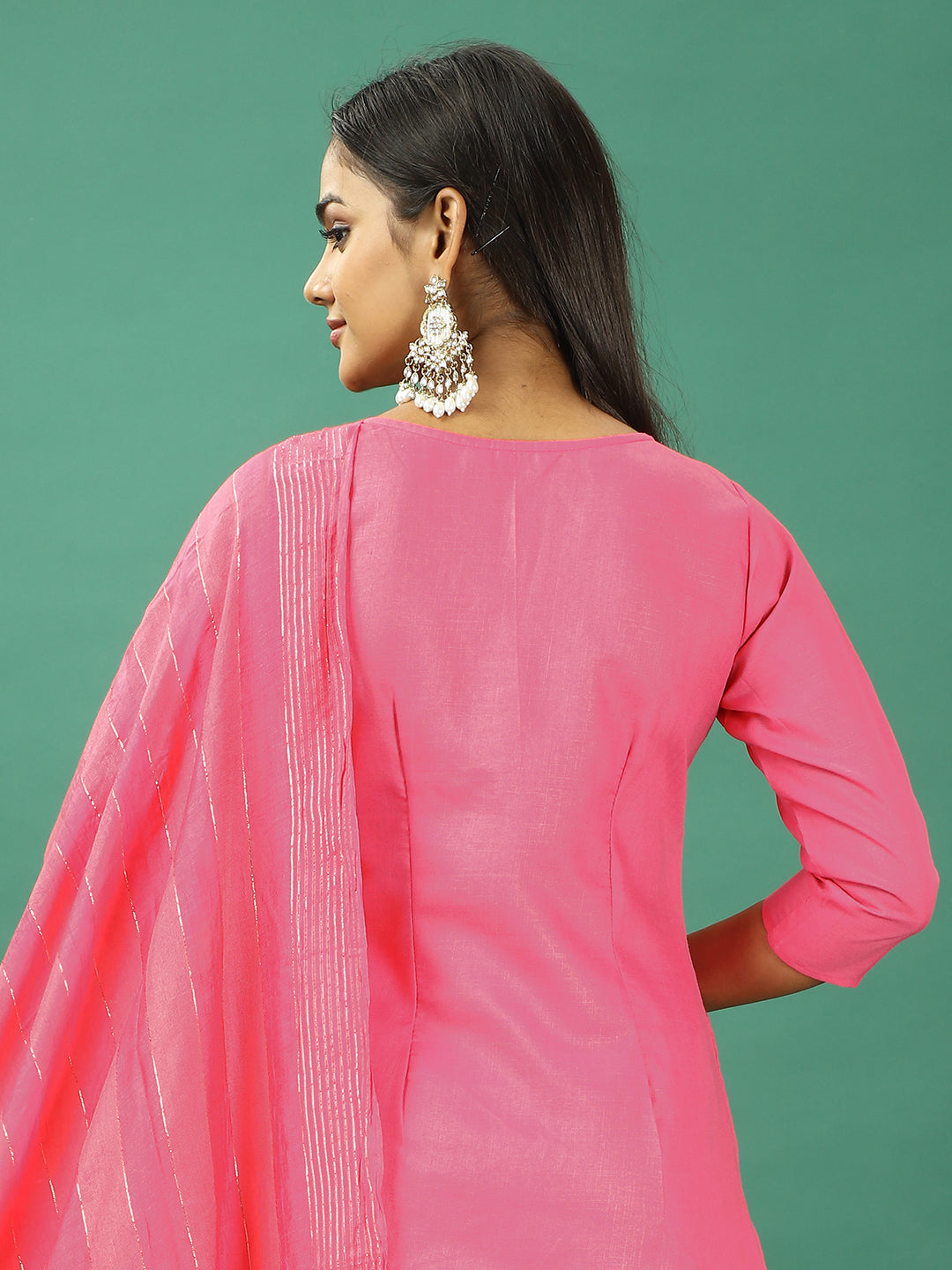 Bollywood Vogue Ready To Wear Pink Rayon Embroidered Straight Pant Suit - Look Shot