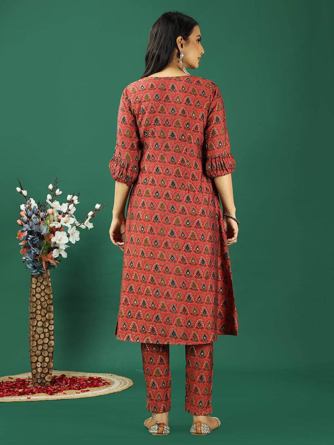Bollywood Vogue Ready To Wear Pink Chanderi Modal Silk Kurta Set - Back View