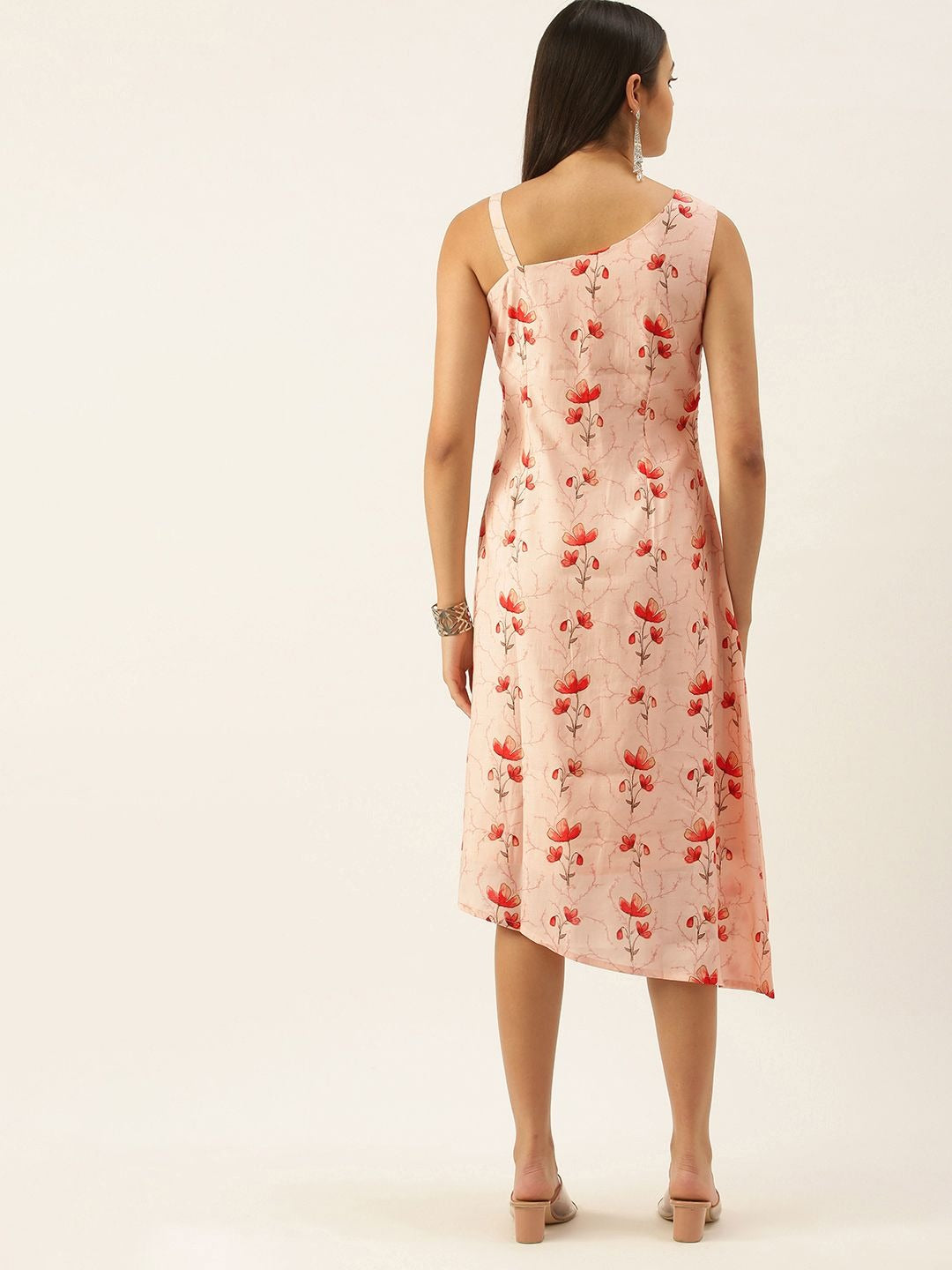 Bollywood Vogue Ready To Wear Off White Asymmetric Hem One Shoulder Dress - Back View