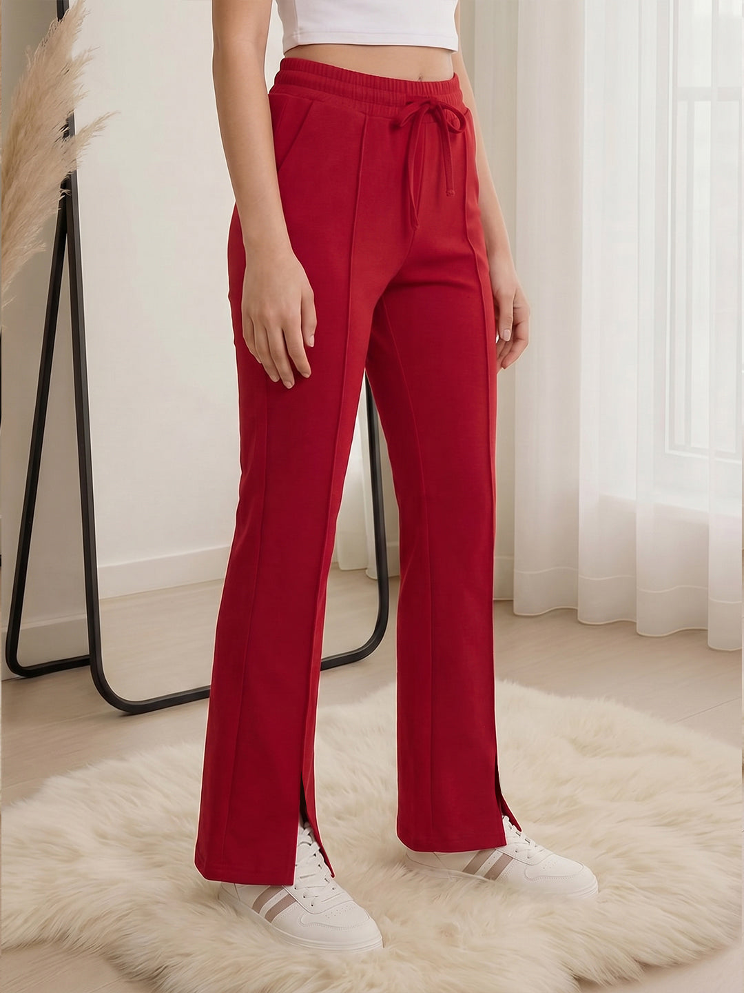 Lil Tomatoes Girls Cotton Looper Trackpant - Cranberry
