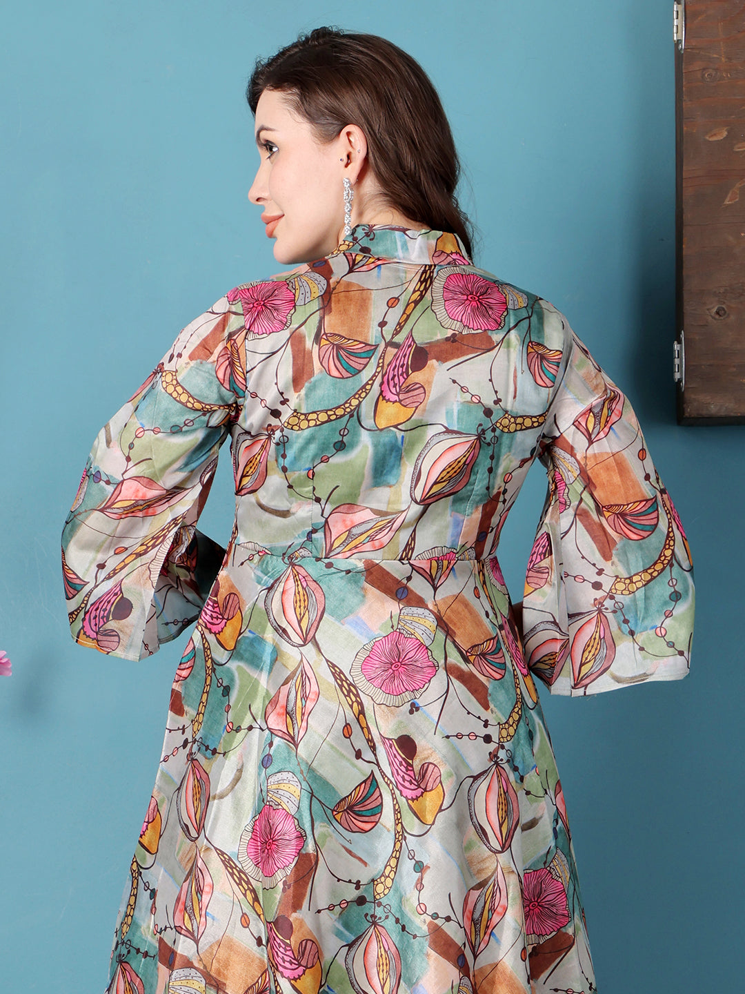 Bollywood Vogue Ready To Wear Multicolored Crepe Digital Printed Kurta Set - Additional View 1