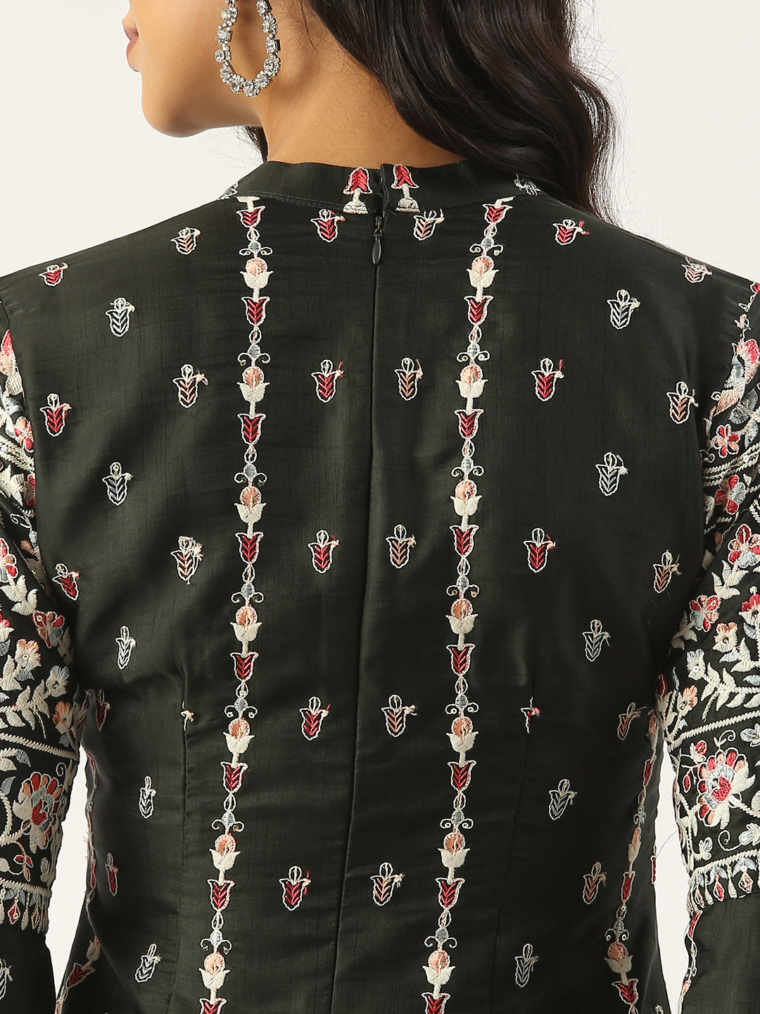Bollywood Vogue Ready To Wear Green Art Silk Embroidered Palazzo Suit - Look Shot