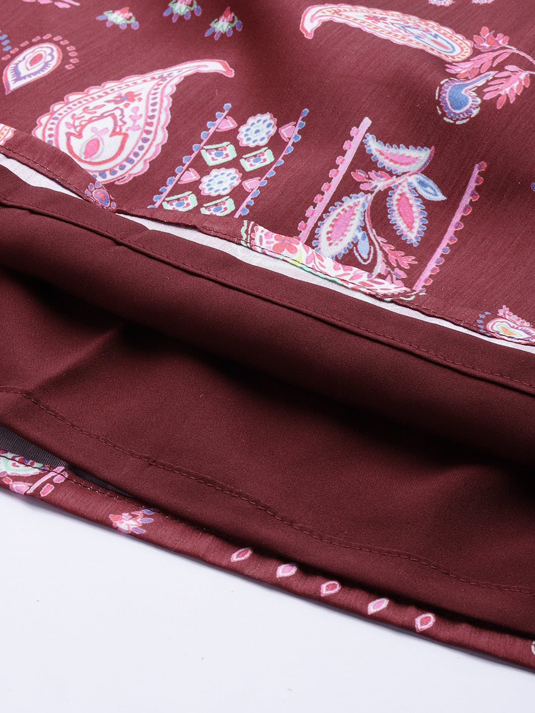 Bollywood Vogue Ready To Wear Maroon Digital Printed Kota Silk Jumpsuits - Additional View 1