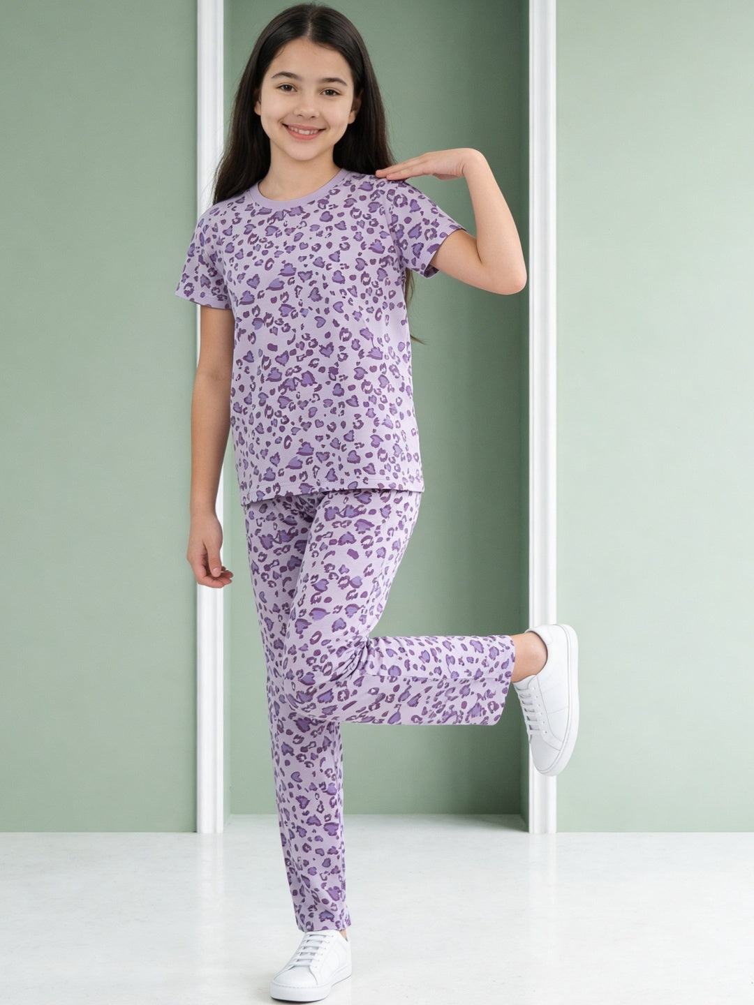 Lil Tomatoes Girls Cotton Night Suits - Lilac