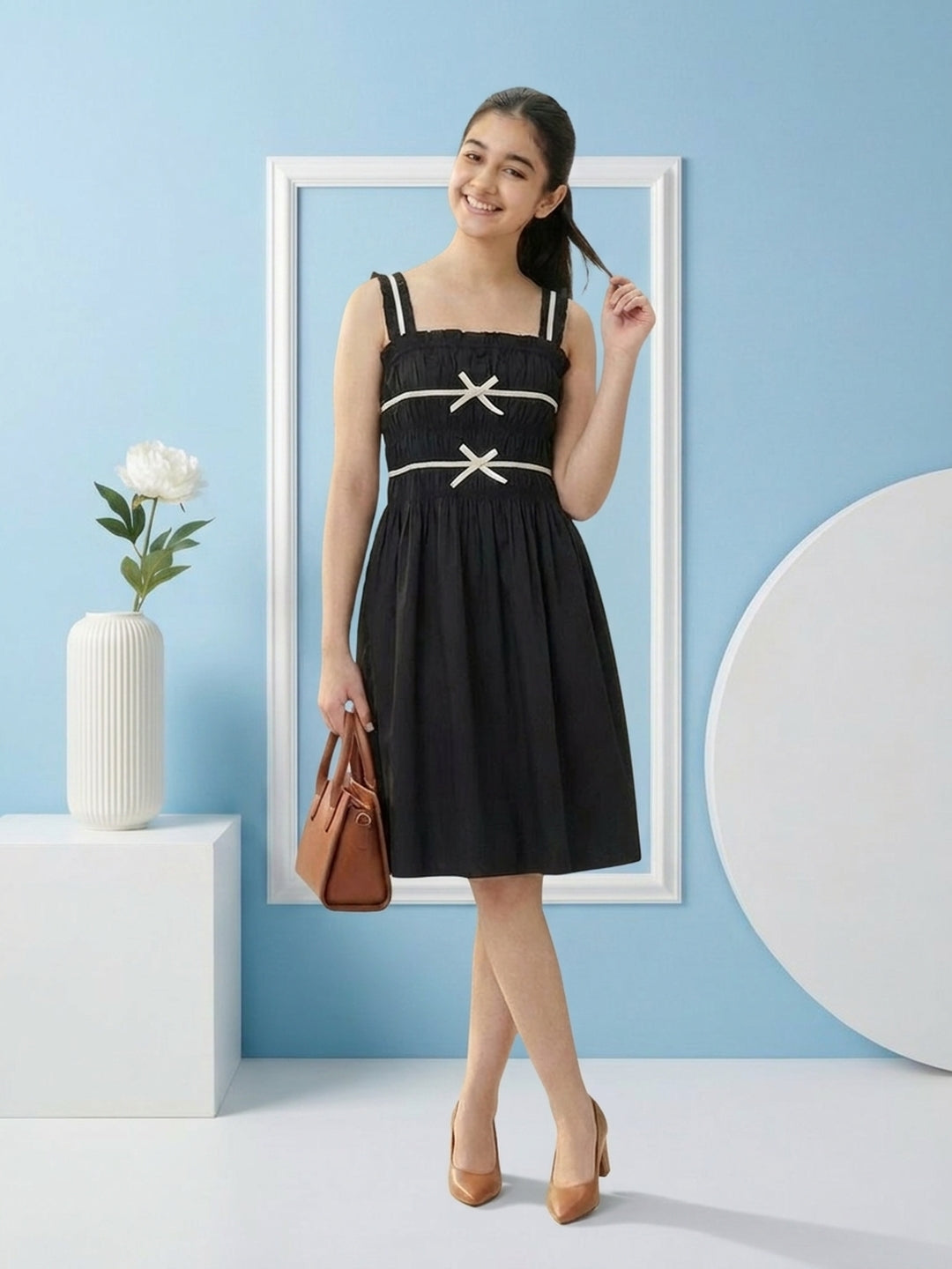 Lil Tomatoes Girls Cotton Dress - Black