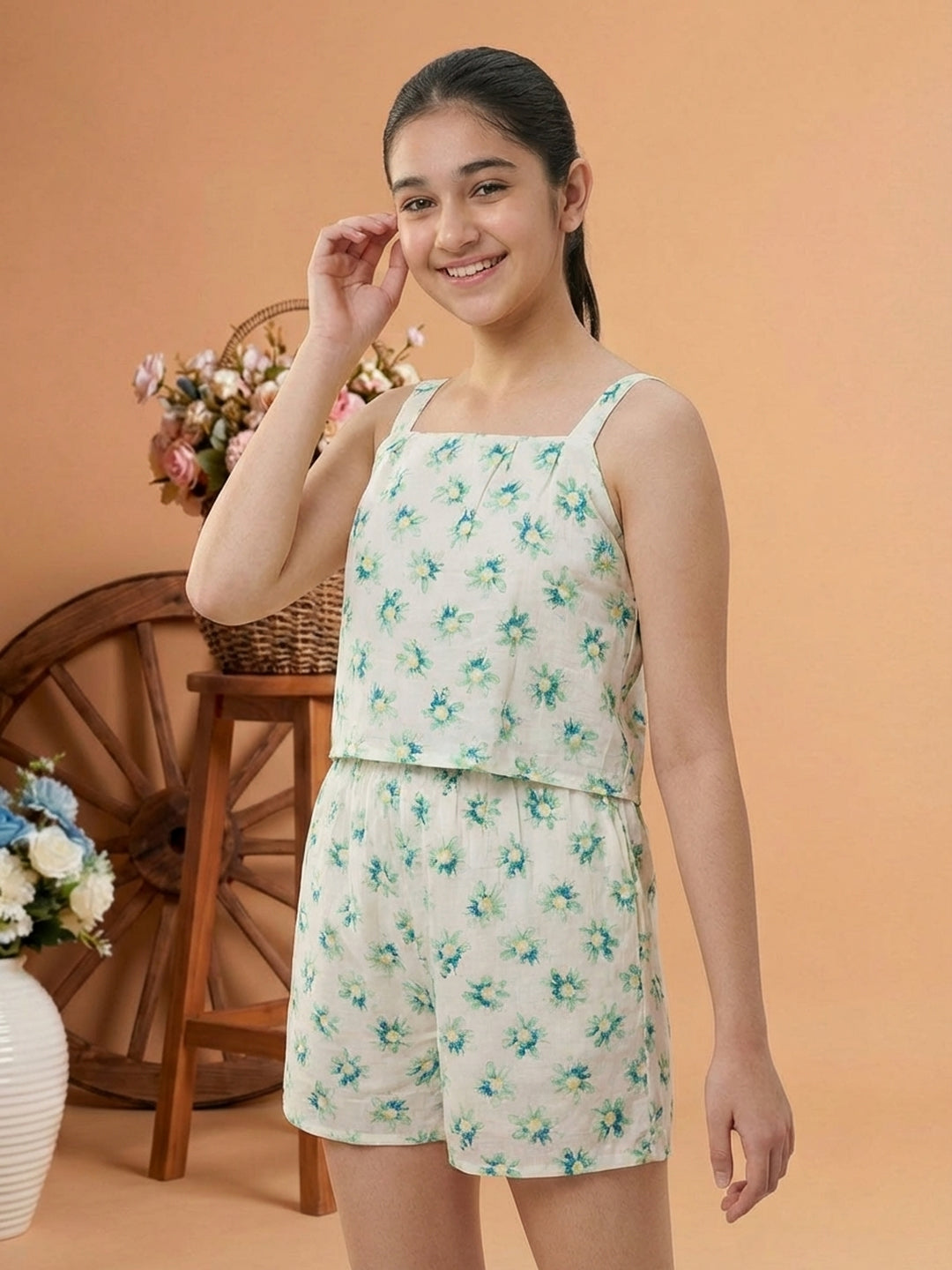 Lil Tomatoes Girls Cotton Jumpsuits - Blue