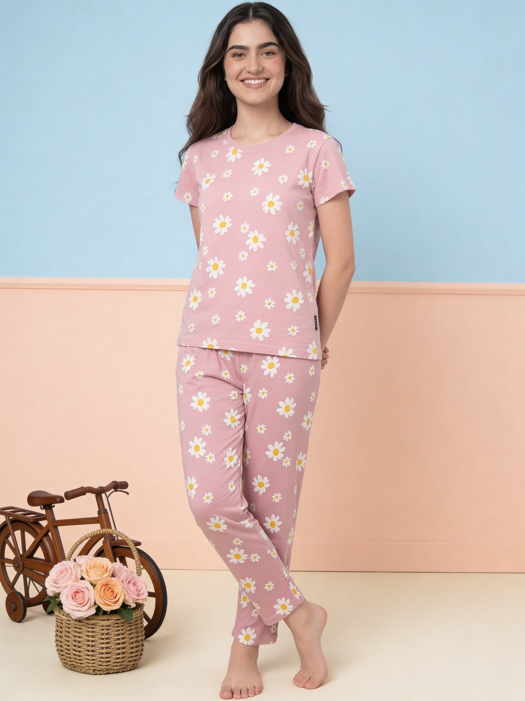 Lil Tomatoes Girls Cotton Night Suits - Coral