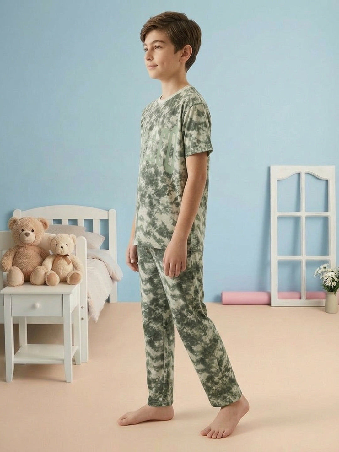 Lil Tomatoes Boys Cotton Night Suits - Oil Green