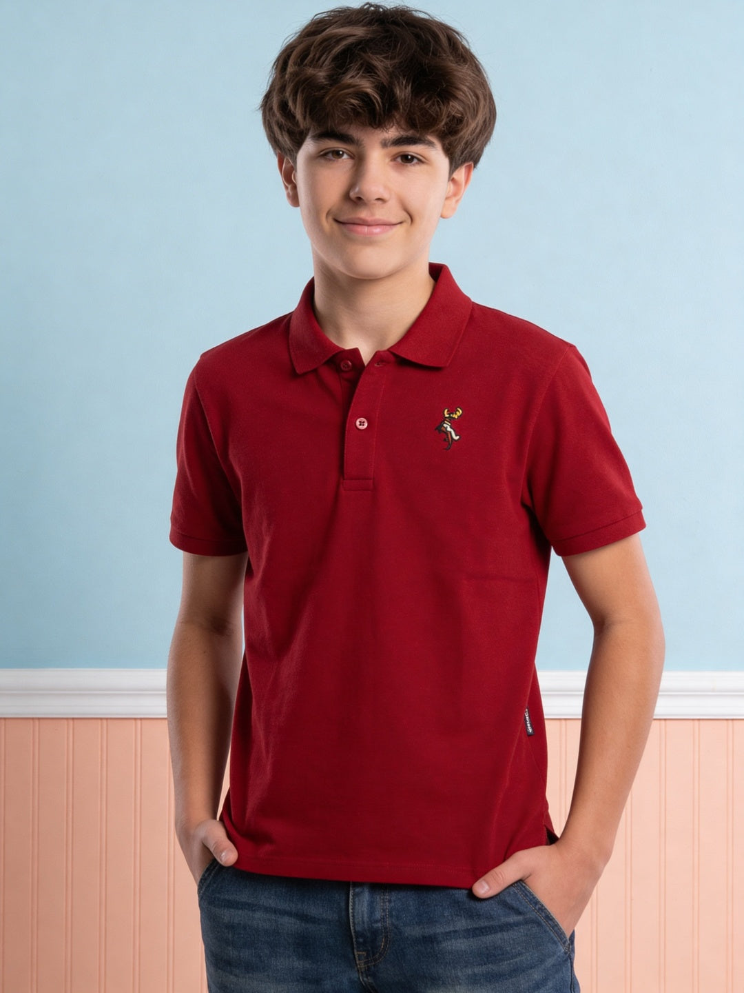 Lil Tomatoes Boys Cotton Pique Polo T-Shirt - Cranberry