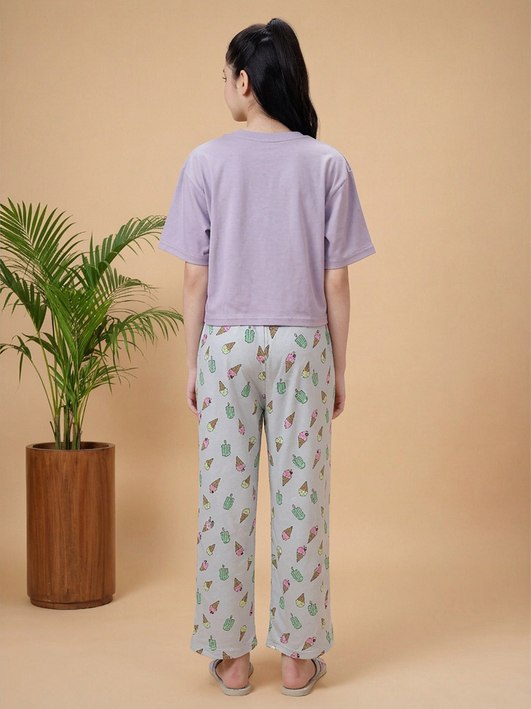 Lil Tomatoes Girls Cotton Night Suits - Lilac