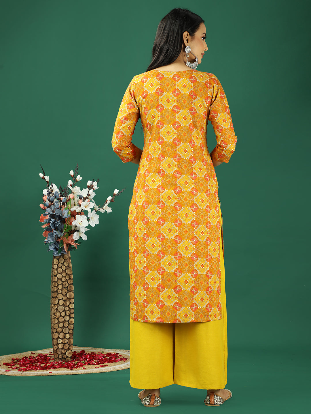 Bollywood Vogue Ready To Wear Multicolored Printed Viscose Kurta Set - Back View