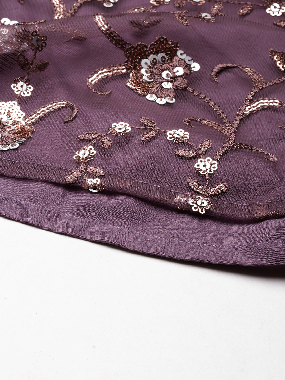 Bollywood Vogue Ready To Wear Purple Sequin Embroidered Net Sharara Suit - Look Shot