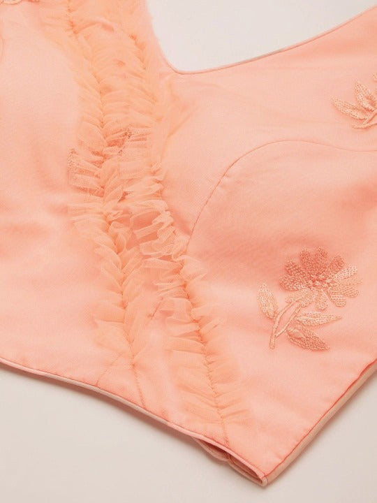 Bollywood Vogue Ready To Wear Baby Pink Organza Embroidered Lehenga - Look Shot